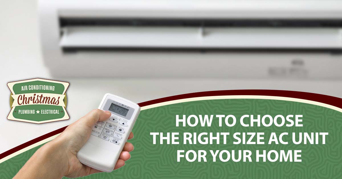 Image of a remote control for an air conditioner, featuring Christmas Airconditioning and Heating, and highlighting "How to Choose the Right Size AC Unit for Your Home," ensuring it aligns with the page's context.