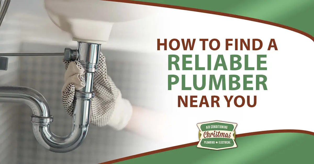 Image of a close-up view of a plumber repairing a bathroom faucet, featuring Christmas Air Conditioning and Plumbing and highlighting how to find a reliable plumber near you.