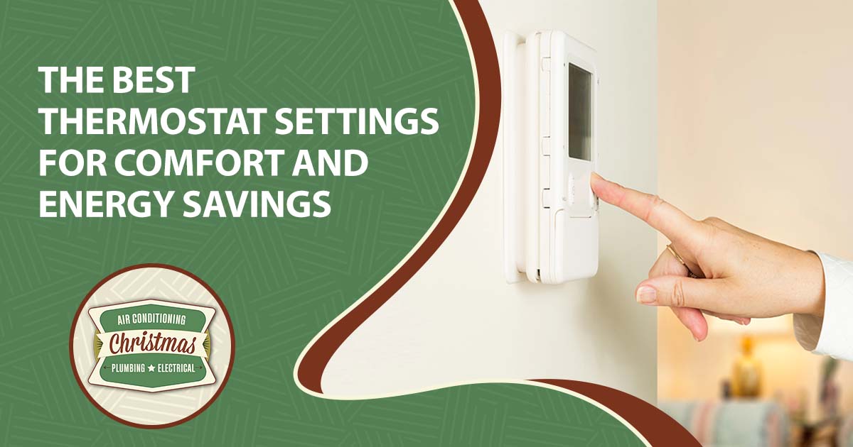 Image of a Caucasian woman adjusting a modern thermostat, featuring Christmas Airconditioning and Heating, and highlighting "The Best Thermostat Settings for Comfort and Energy Savings," ensuring it aligns with the page's context.