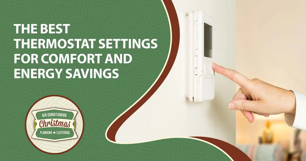 Image of a Caucasian woman adjusting a modern thermostat, featuring Christmas Airconditioning and Heating, and highlighting "The Best Thermostat Settings for Comfort and Energy Savings," ensuring it aligns with the page's context.